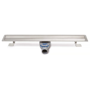 Edelstahlrinne mit Drehbarem und höhenverstellbarem seitlichem Siphon D 50