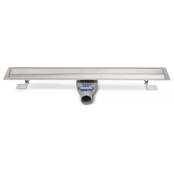 Edelstahlrinne mit Drehbarem und höhenverstellbarem seitlichem Siphon D 50